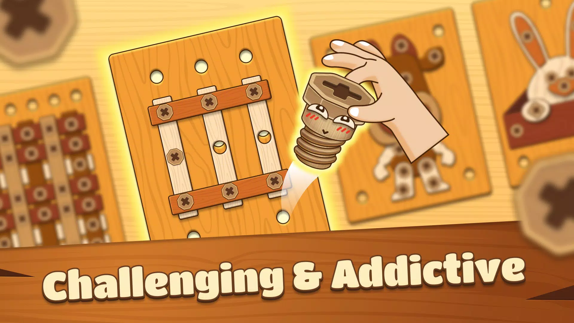 Unscrew Wood Nut & Bolt Puzzle Screenshots