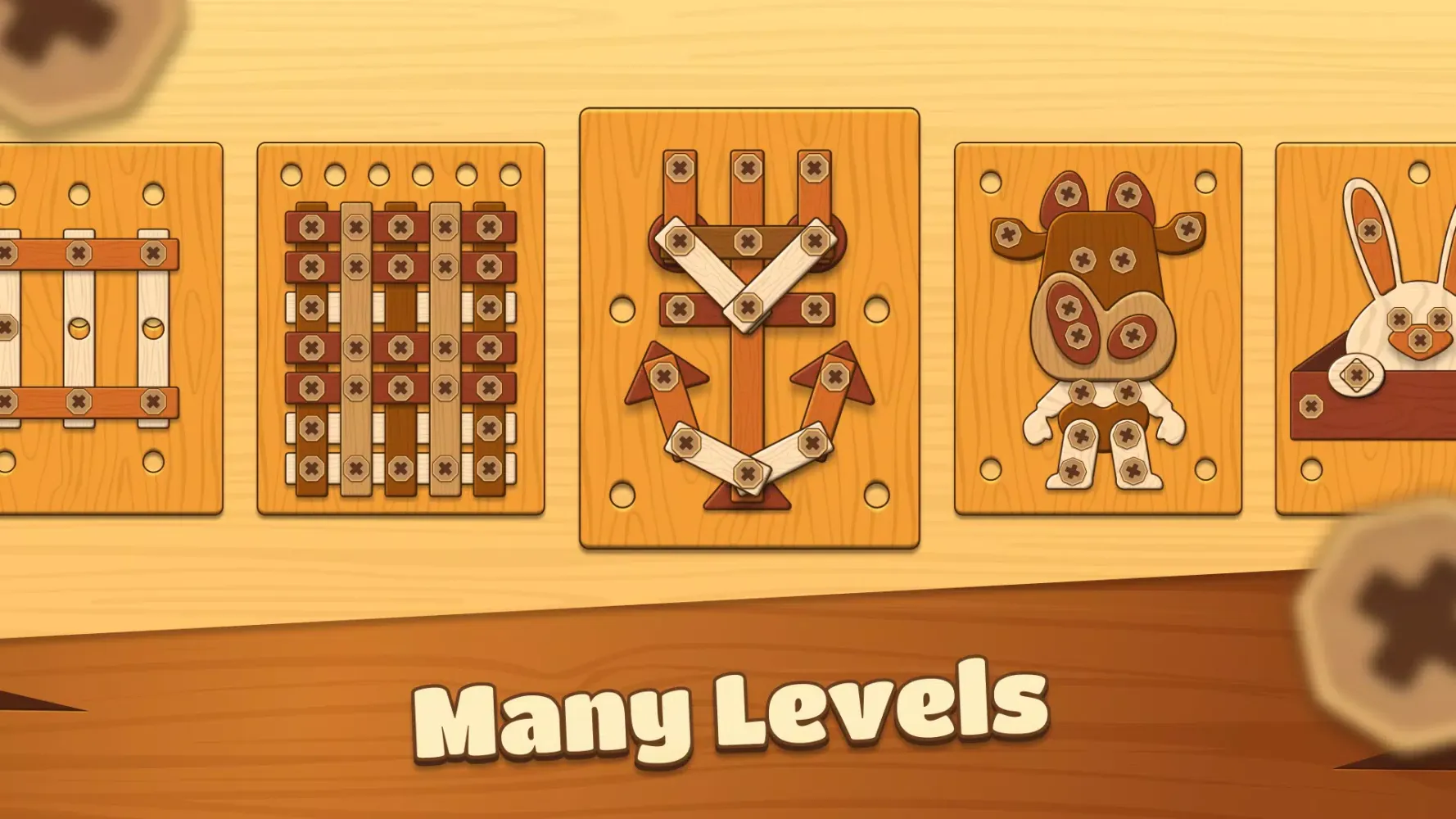 Unscrew Wood Nut & Bolt Puzzle Screenshots