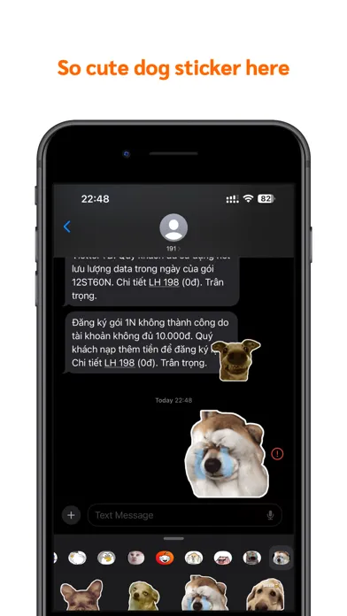 Capturas de tela do Dog meme sticker