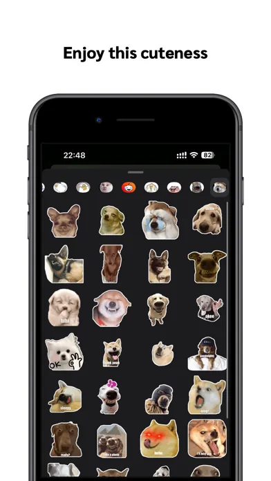 Capturas de tela do Dog meme sticker