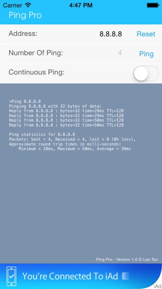 Tangkapan skrin Network Ping Pro