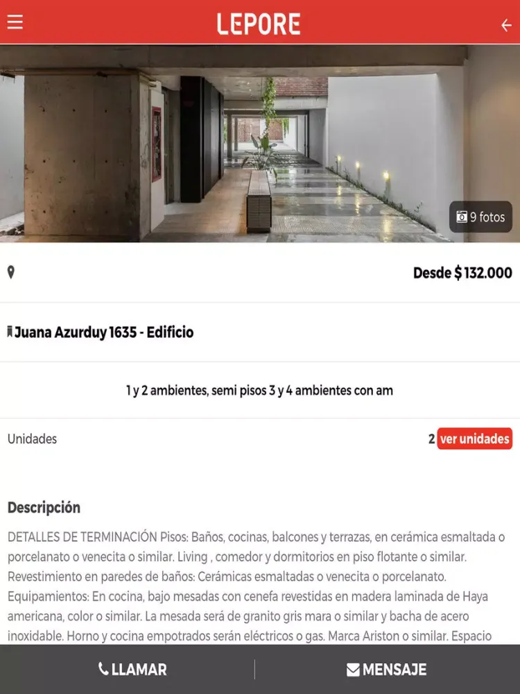 Capturas de pantalla de LEPORE Propiedades iPad 