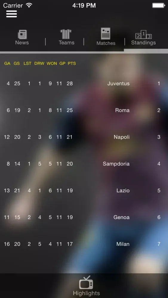 Seria A - Italian Football League应用截图