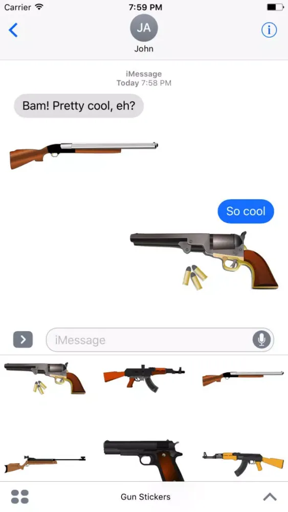 Capturas de tela do Gun Stickers - Bam!!
