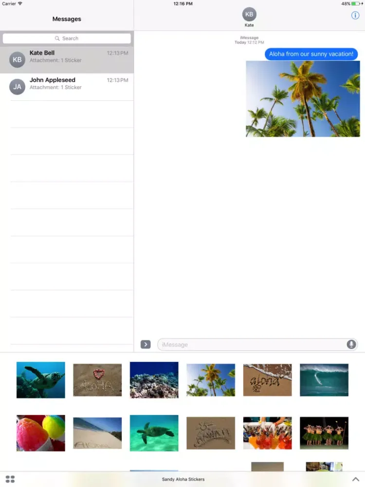 Ảnh chụp màn hình của Sandy Aloha Stickers iPad 
