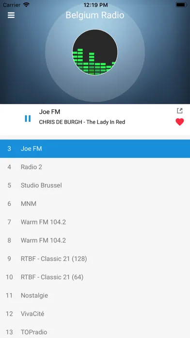 ภาพหน้าจอของ Belgium Radio Station: Belgian