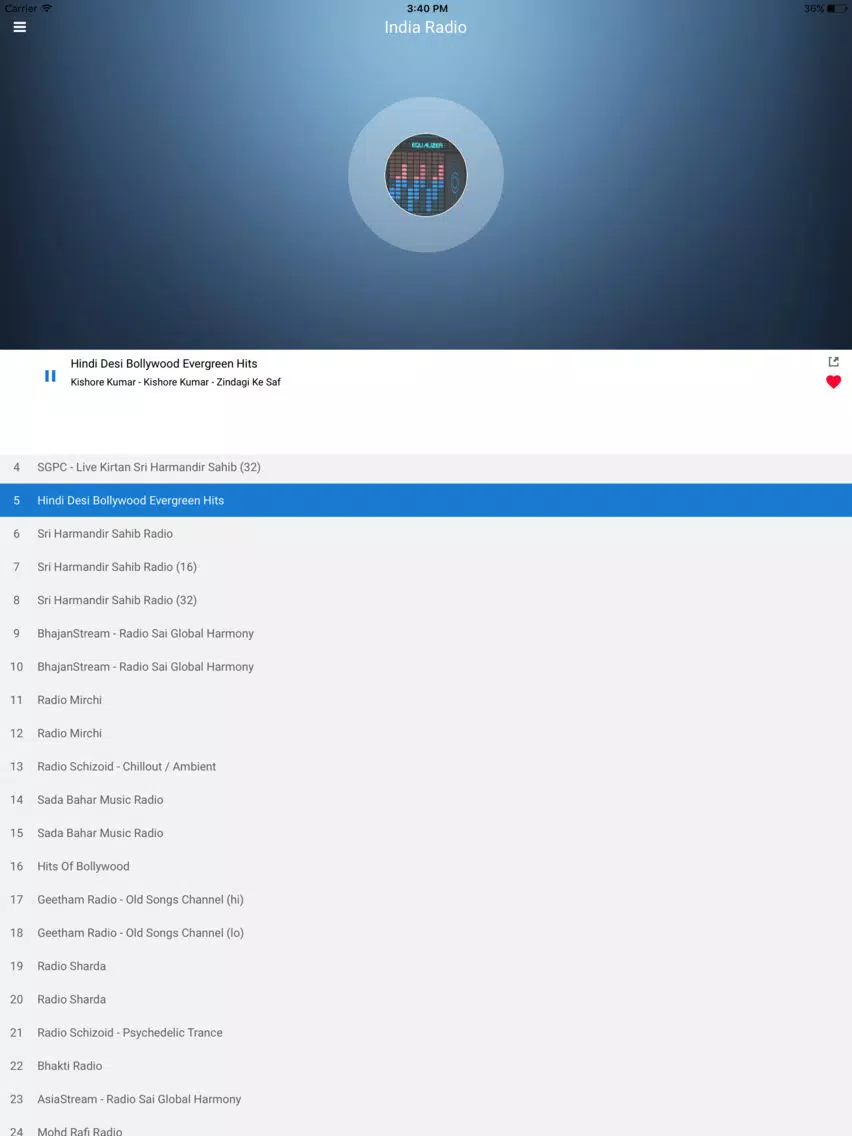 Tangkapan layar India Radio Station: Indian FM iPad 