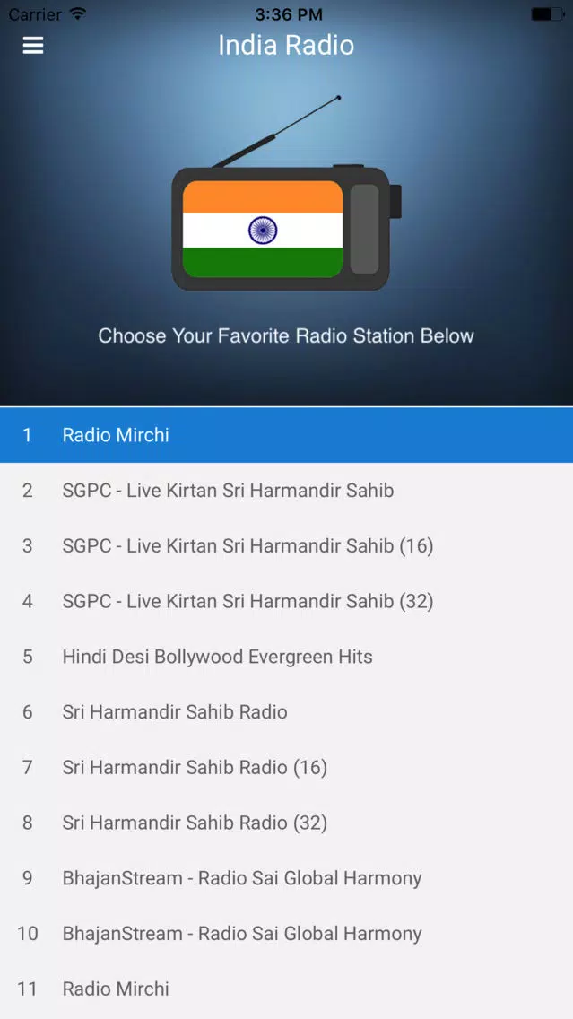 Tangkapan layar India Radio Station: Indian FM