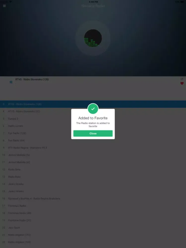 Ảnh chụp màn hình của Slovakia Radio Station: Slovak iPad 