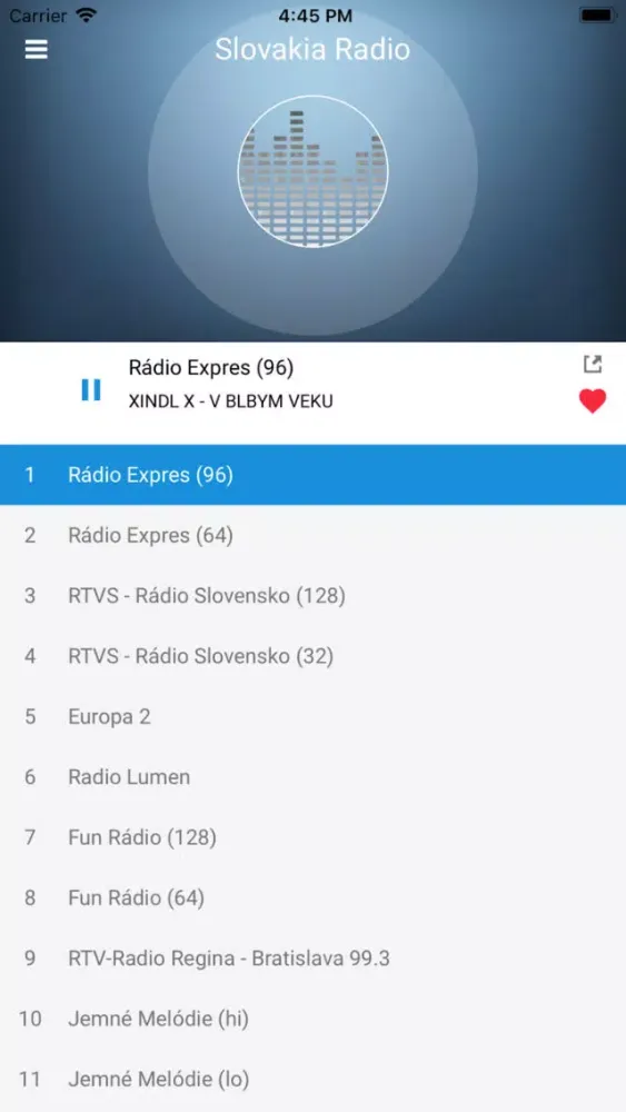 Ảnh chụp màn hình của Slovakia Radio Station: Slovak