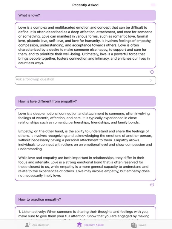 Q&A Companion iPad Screenshots