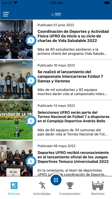 Captures d'écran de Deportes UFRO