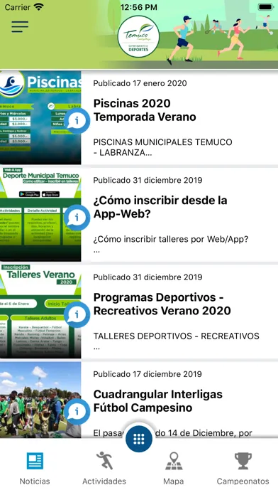 Zrzuty ekranu Deporte Municipal Temuco