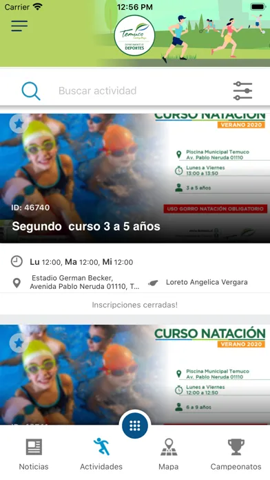 Zrzuty ekranu Deporte Municipal Temuco