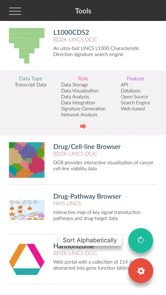 LINCS Project Mobile App 스크린샷