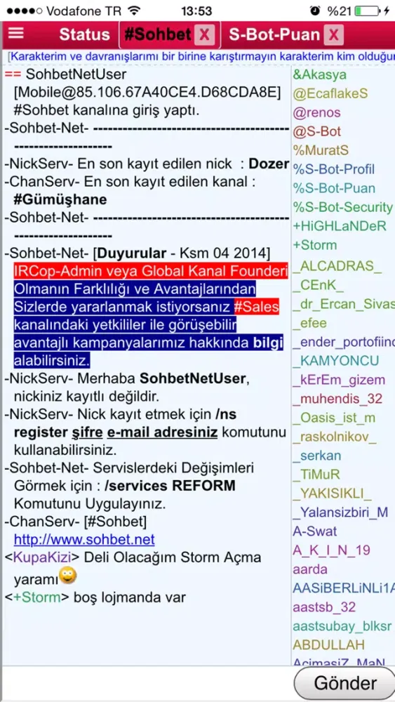 Capturas de pantalla de Sohbet.Net Chat Sohbet Odaları
