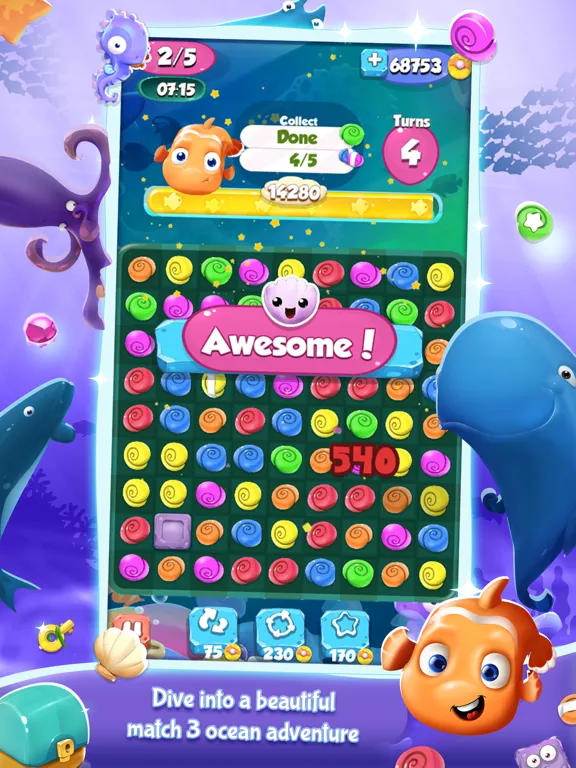 Fish Ocean Match 3 Games: Adventure Matching Mania iPad  Ekran Görüntüleri