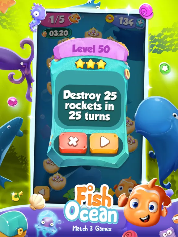 Fish Ocean Match 3 Games: Adventure Matching Mania iPad  Ekran Görüntüleri