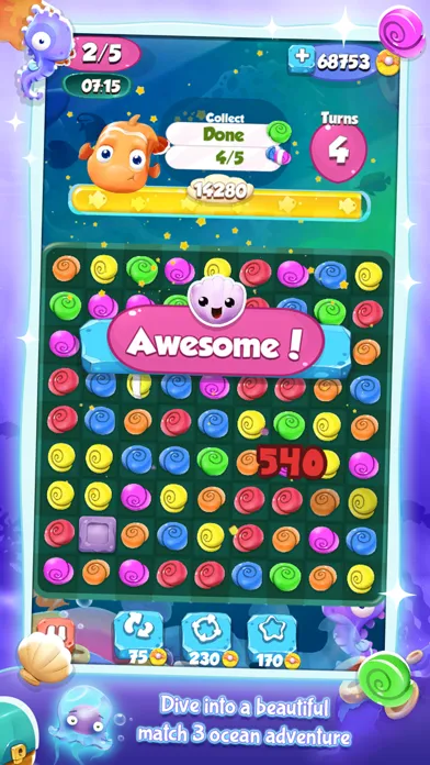 Fish Ocean Match 3 Games: Adventure Matching Mania Ekran Görüntüleri