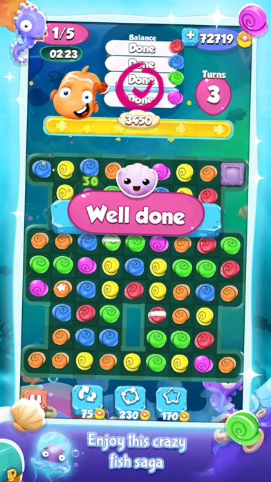 Fish Ocean Match 3 Games: Adventure Matching Mania Ekran Görüntüleri