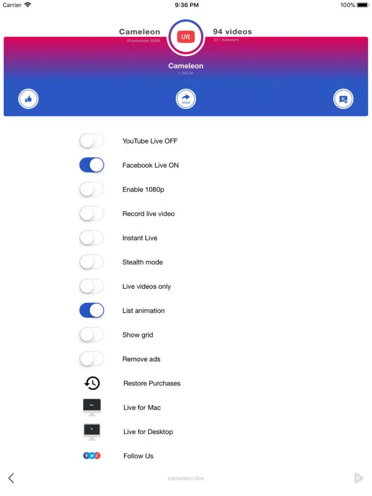 Screenshot di Live Streaming Apps iPad 