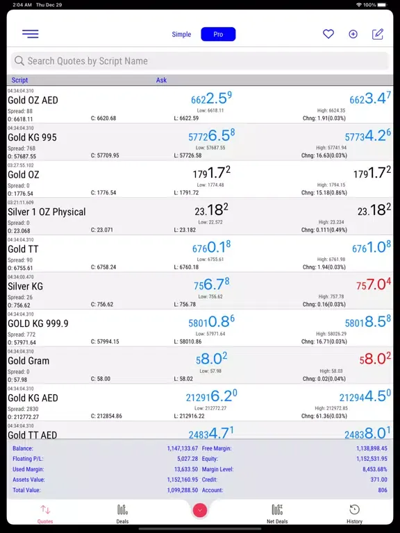 TradeX Trader iPad  স্ক্রিনশট