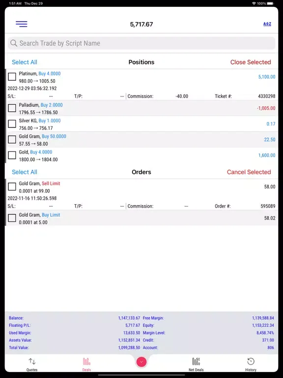 TradeX Trader iPad  স্ক্রিনশট