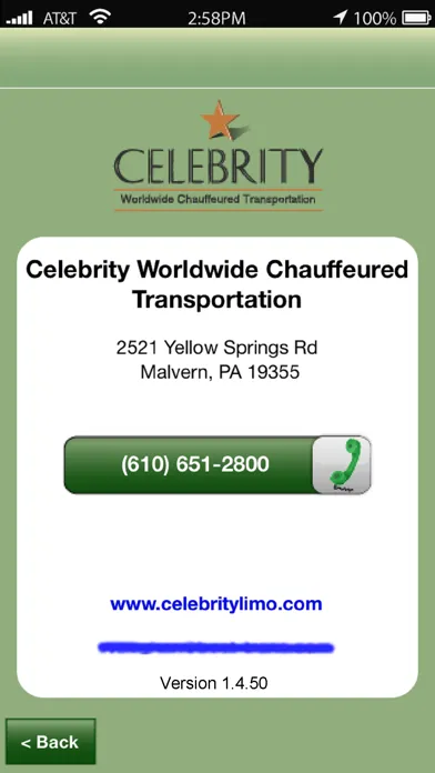 Tangkapan skrin Celebrity Limo Booking Tool