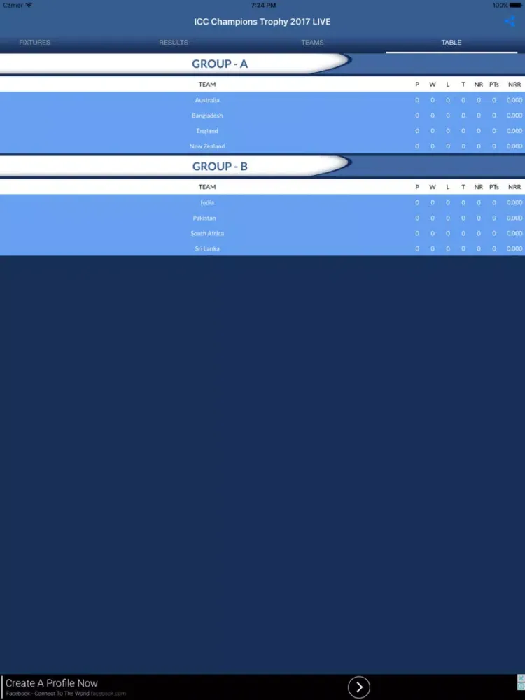 LIVE Score of Champions Trophy iPad  Ekran Görüntüleri