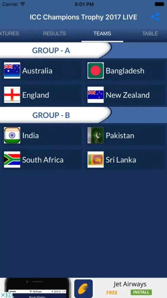 LIVE Score of Champions Trophy Ekran Görüntüleri