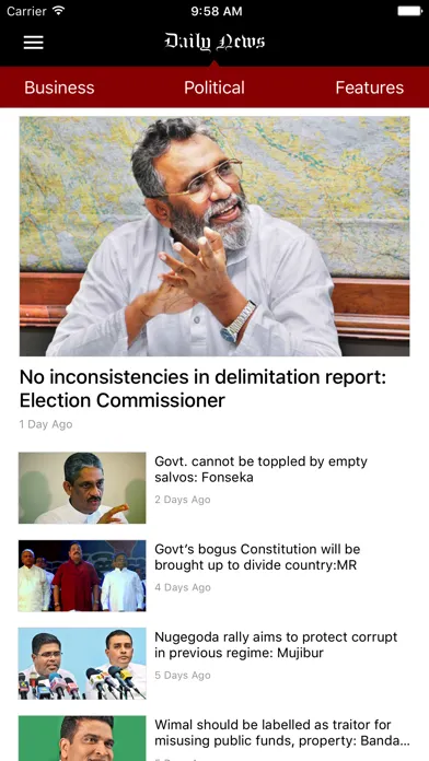 Captures d'écran de Daily News (Sri Lanka)
