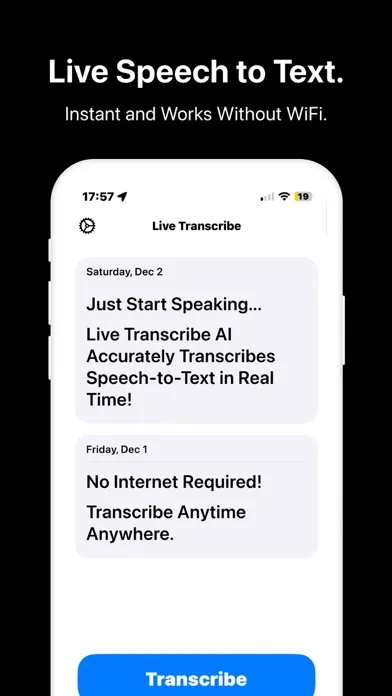 ภาพหน้าจอของ Live Transcribe Voice Notes