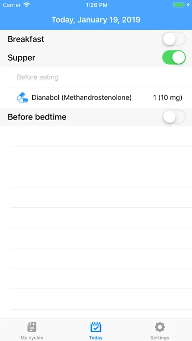 Tangkapan layar Anabolic Steroid Cycle Manager