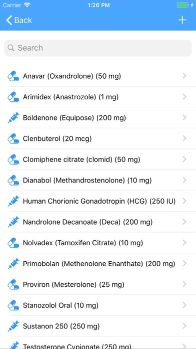 Tangkapan layar Anabolic Steroid Cycle Manager