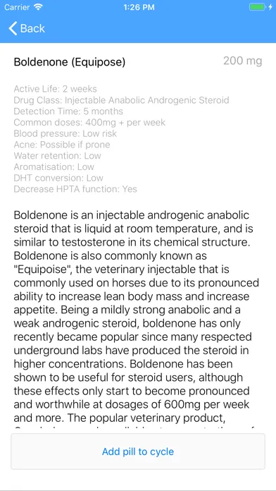 Tangkapan layar Anabolic Steroid Cycle Manager
