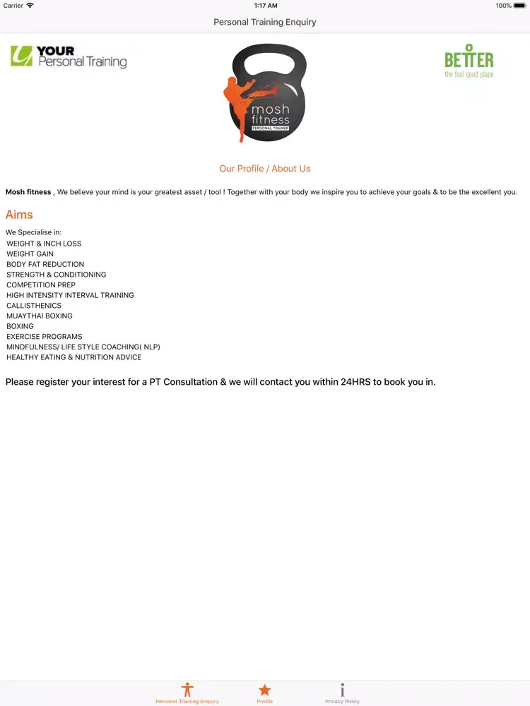 Screenshot di Mosh Fitness Leads iPad 
