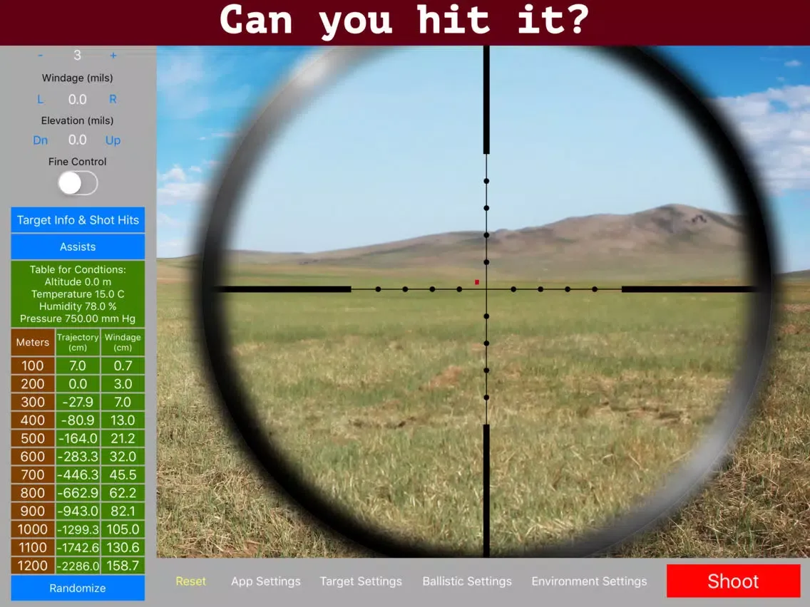 Capturas de pantalla de Longshot (metric) - Long Range Shooting Simulator and Mildot Scope Ranging Trainer iPad 