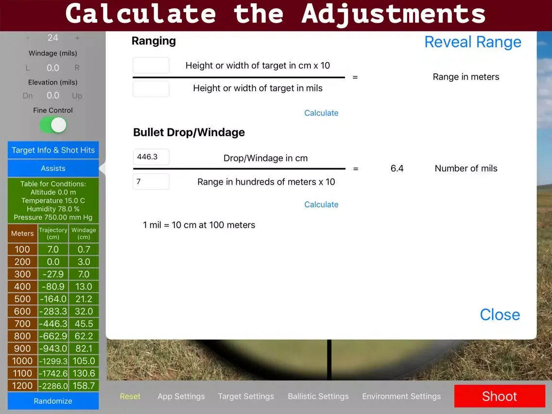 Capturas de pantalla de Longshot (metric) - Long Range Shooting Simulator and Mildot Scope Ranging Trainer iPad 