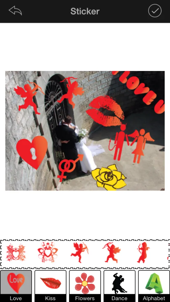 Love Stickers - Add unlimited love, heart, kiss, dance stickers to your photos. Put stickers on your photos. Stickers for Instagram, Facebook, Flickr, Twitter, Valentines Day Free Screenshots
