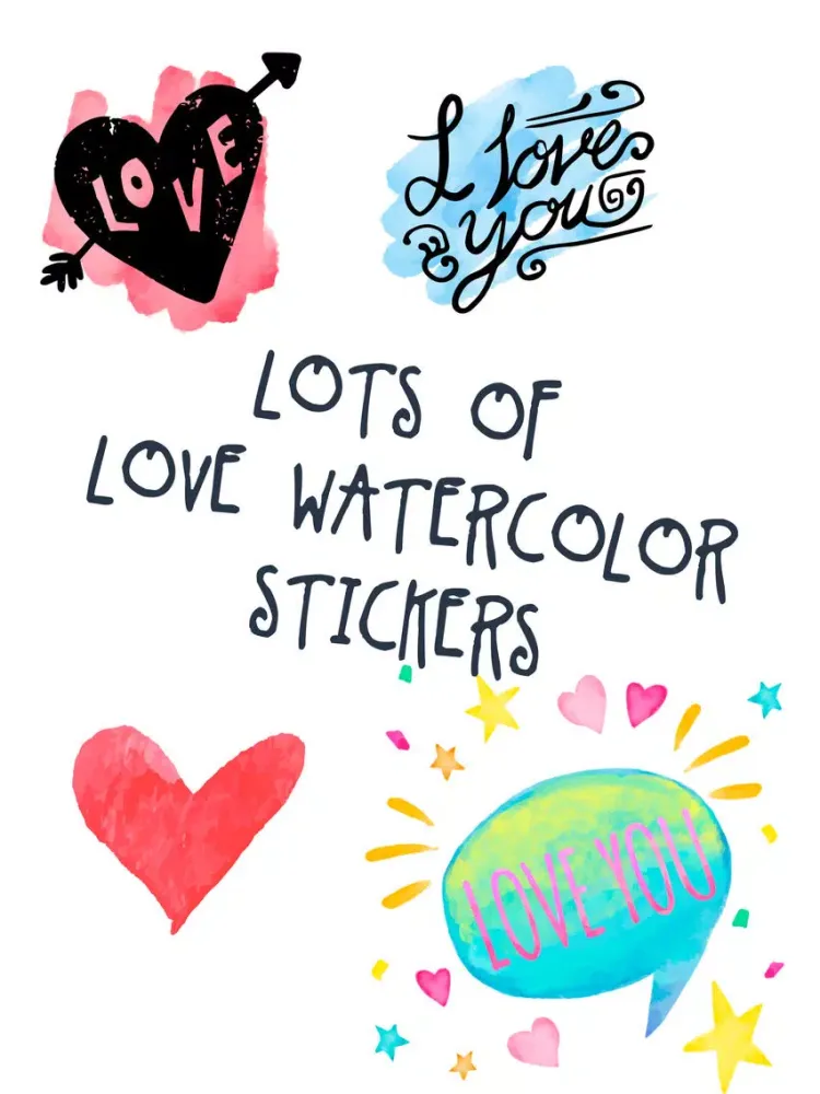 صور Love Watercolor stickers iPad 