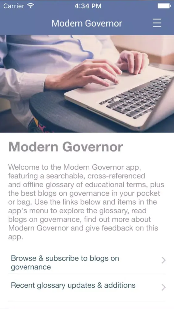 Tangkapan layar Modern Governor