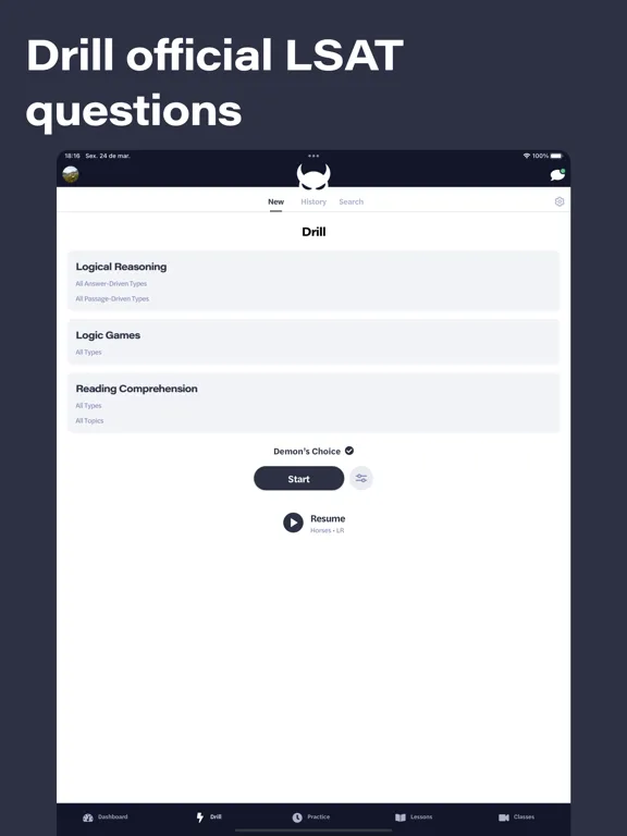 Ảnh chụp màn hình của LSAT Demon iPad 
