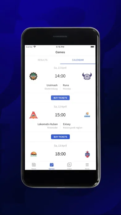 Captures d'écran de VTB League Official