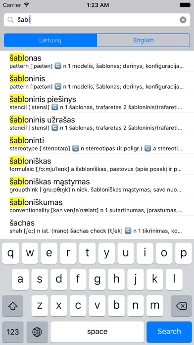 Anglonas - the English-Lithuanian dictionary应用截图