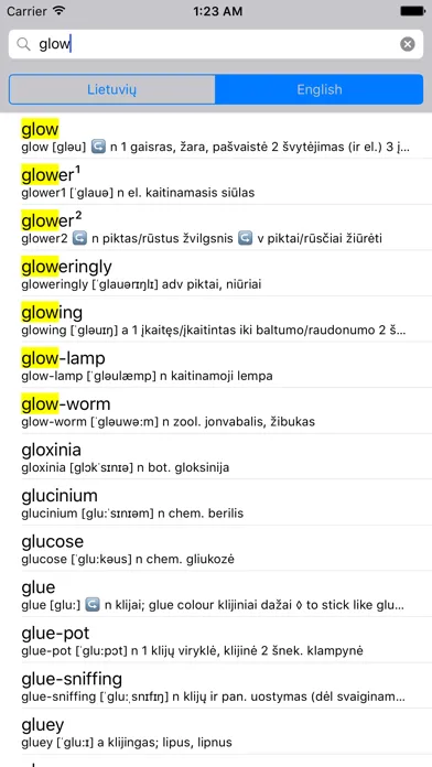 Anglonas - the English-Lithuanian dictionary应用截图