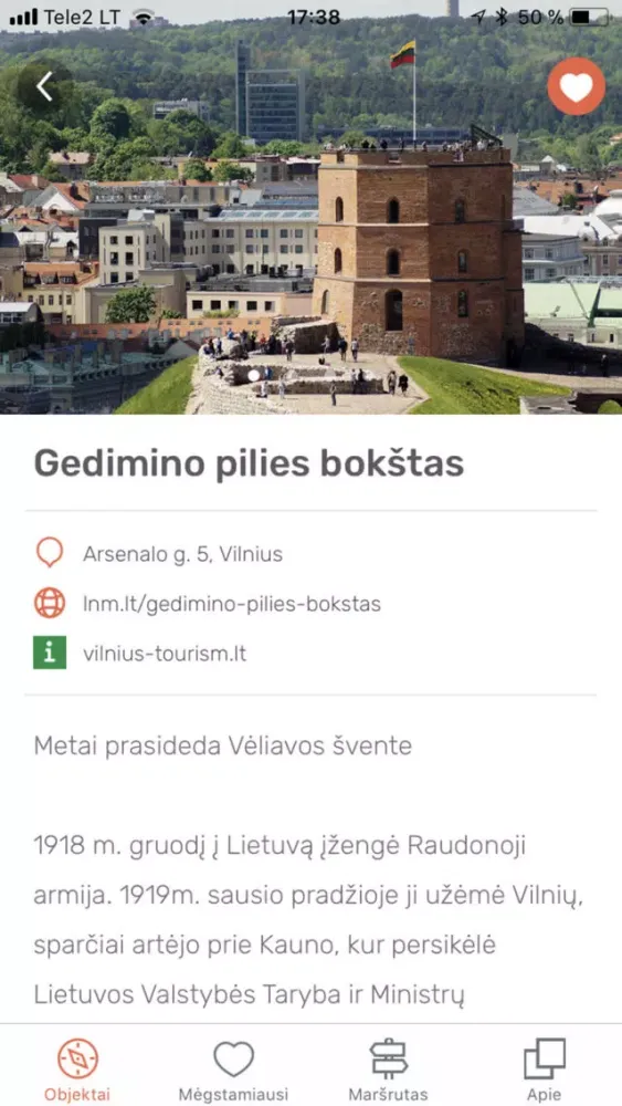 Capturas de tela do LT100 maršrutai