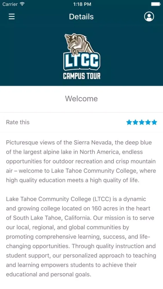 Zrzuty ekranu LTCC Campus Tour Guide