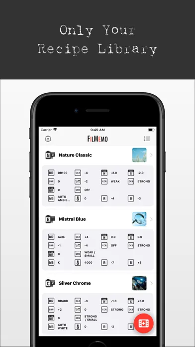 Capturas de pantalla de FILMEMO - Fuji X/GFX Cameras