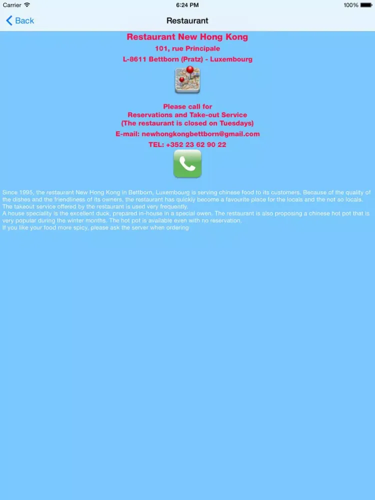 Ảnh chụp màn hình của Restaurant New Hong Kong Platen Luxembourg iPad 