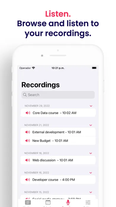 Meeting planner & voice record Screenshots